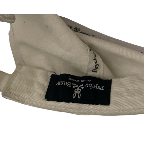 Psycho Bunny Embroidered Skull & Crossbones Hat Cap One Size White Adjustable - Picture 8 of 14